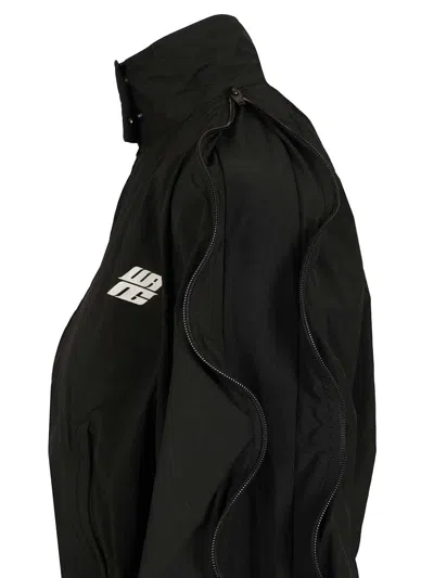 Alexander Wang Zip Sleeve Oversize Crop Track Jacket In Black