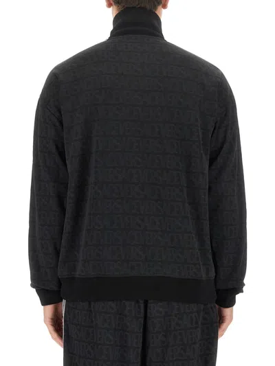 Versace Allover-pattern Cotton Track Jacket In Black