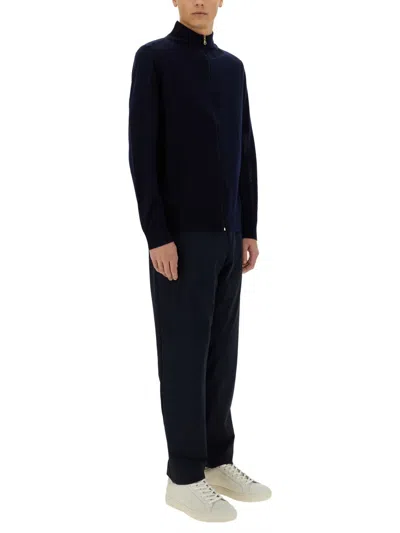 Paul Smith Zippered Cardigan In Blue