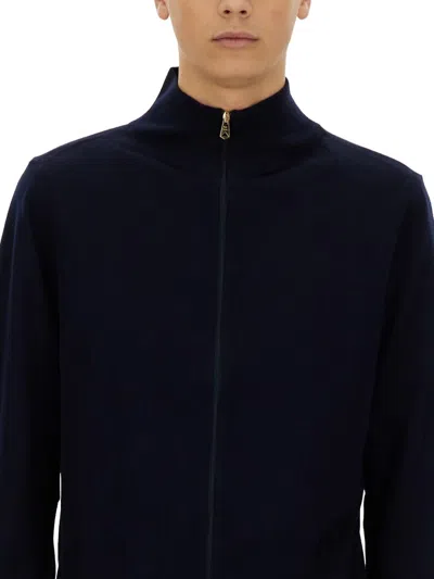 Paul Smith Zippered Cardigan In Blue