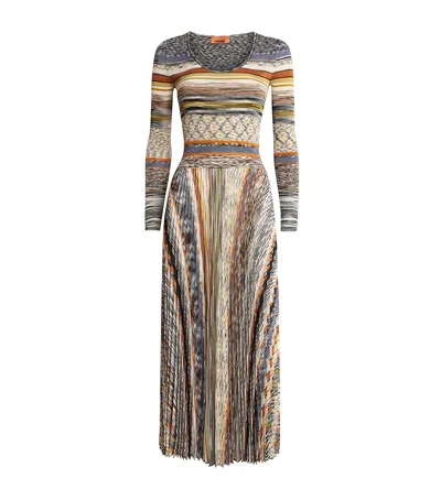 Missoni Langes Kleid Mit Plissiertem Rock Und Streifen In Multi