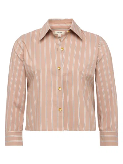 L Agence Fawn Western Card Print Shirt In Brown