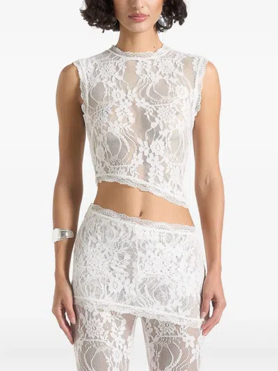 Manière De Voir Eugenie Floral-lace Scalloped Top In White