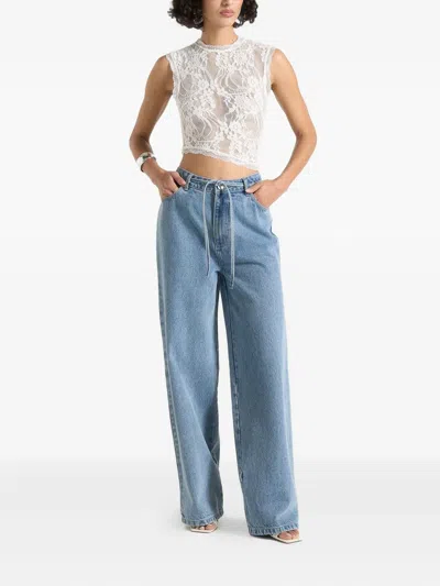 Manière De Voir Eugenie Floral-lace Scalloped Top In White