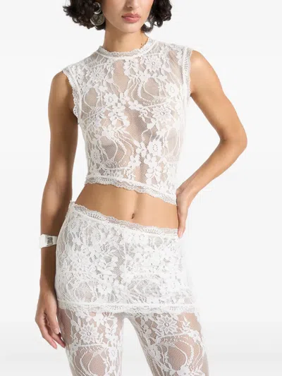 Manière De Voir Eugenie Floral-lace Scalloped Top In White
