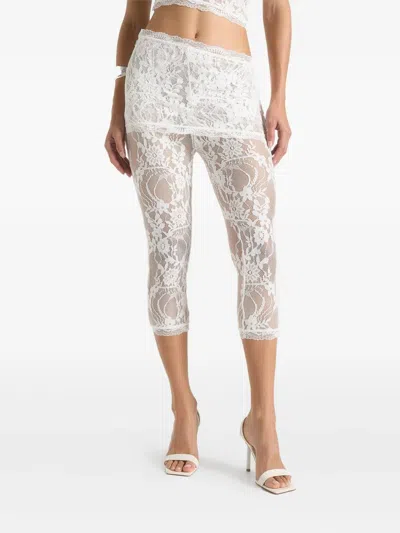 Manière De Voir Aimée Lace Asymmetric Capri Trousers In White