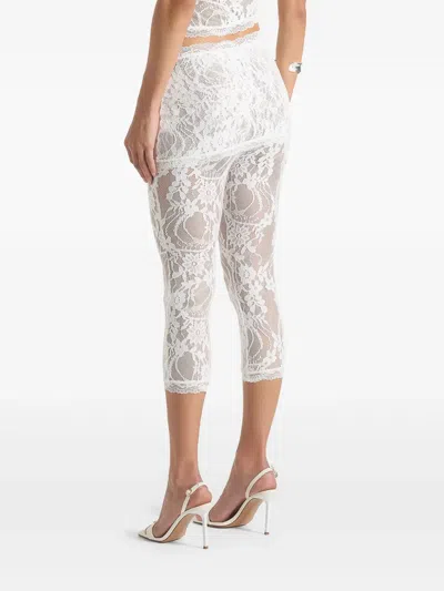 Manière De Voir Aimée Lace Asymmetric Capri Trousers In White