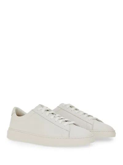 Hugo Boss Boss Grained Leather Sneaker In White