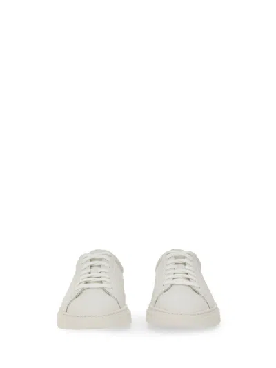 Hugo Boss Boss Grained Leather Sneaker In White