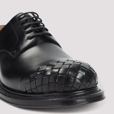 Bottega Veneta Leather Lace-up Shoes Featuring Signature Detail In Black