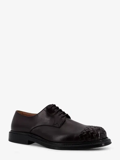 Bottega Veneta Leather Lace-up Shoes Featuring Signature Detail In Black