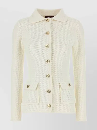 Gucci Crochet Button Cardigan In White