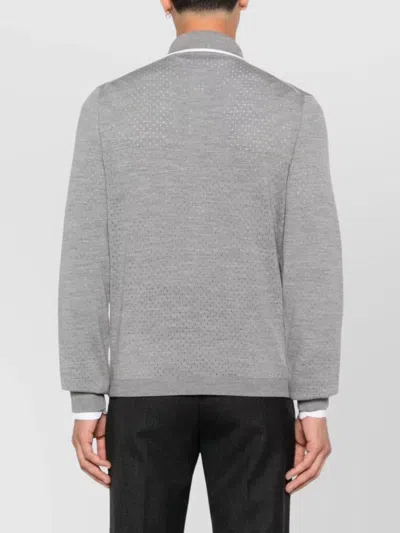 Gucci Men Wool Long-sleeves Polo Shirt In Gray
