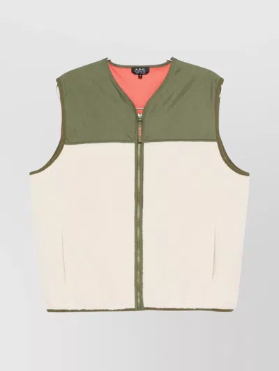 Apc Crew Neck Sleeveless Sweatshirt With Contrast Panel In Multi