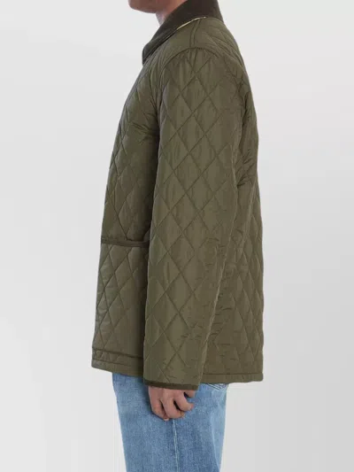 Burberry Padded Corduroy-trimmed Quilted Shell Jacket In Green