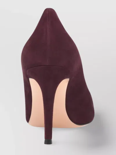Gianvito Rossi Stiletto Heel Suede Pumps Pointed Toe In Burgundy