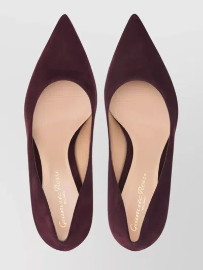 Gianvito Rossi Stiletto Heel Suede Pumps Pointed Toe In Burgundy