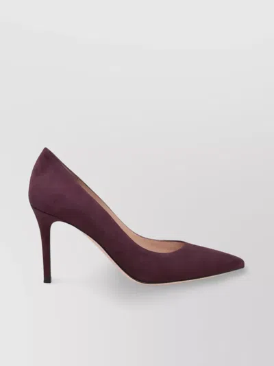 Gianvito Rossi Stiletto Heel Suede Pumps Pointed Toe In Burgundy