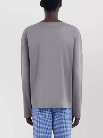 Marni Crew Neck Patchwork Long Sleeves T-shirt In Gray