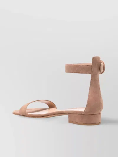 Gianvito Rossi Suede Buckle Block Heel Sandals In Pattern