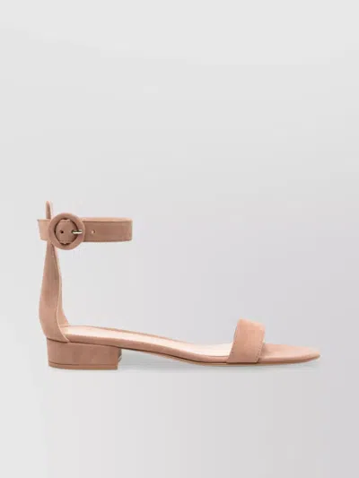 Gianvito Rossi Suede Buckle Block Heel Sandals In Pattern