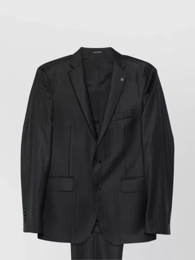 Tagliatore Suit With Notch Lapel And Multiple Pockets In Black