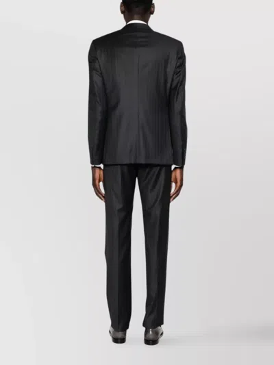 Tagliatore Suit With Notch Lapel And Multiple Pockets In Black