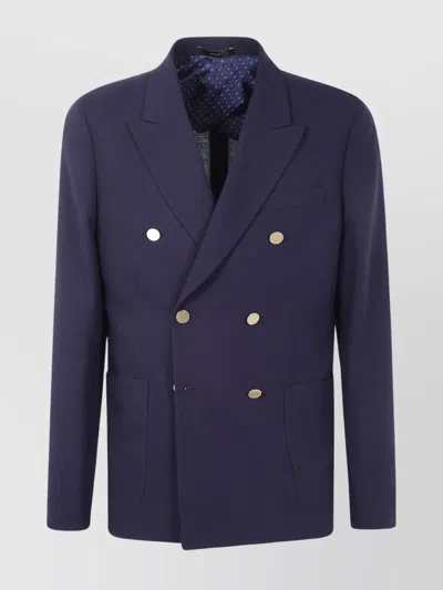 Paul Smith Men's Jacket Double-breasted Flap Pockets In Blue