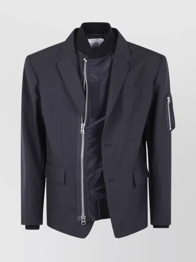 Sacai Jacket Flap Pockets Notch Lapel In Blue