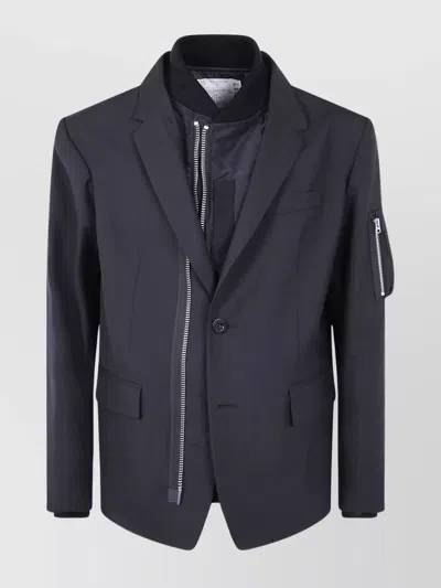 Sacai Jacket Flap Pockets Notch Lapel In Blue