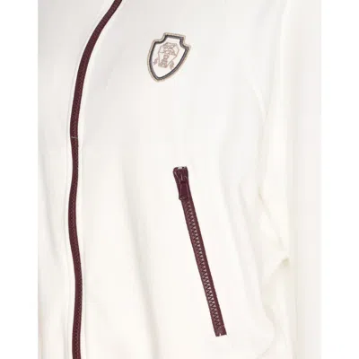 Brunello Cucinelli White Sweatshirt With Fixed Hood And Logo Patch On The Front In Cotton Blend Woman In White