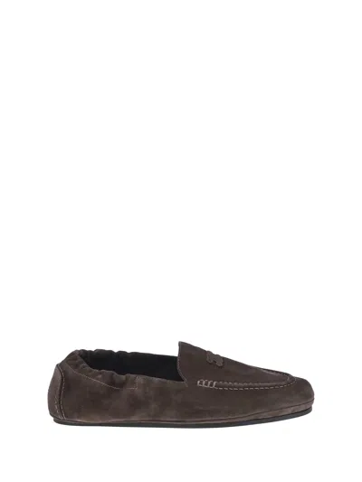 Celine Men Triomphe Loafer With Elastic Insert In Brown