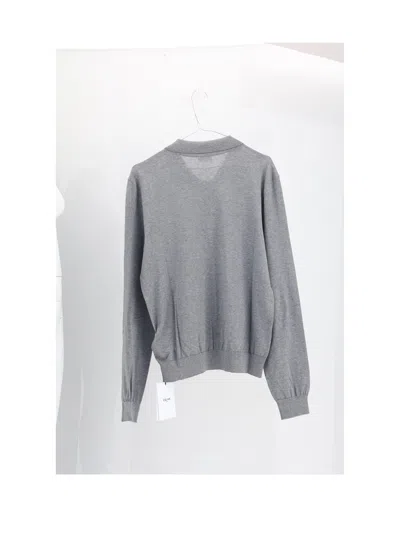 Celine Men Cotton Polo Shirt With Triomphe Detail In Gray