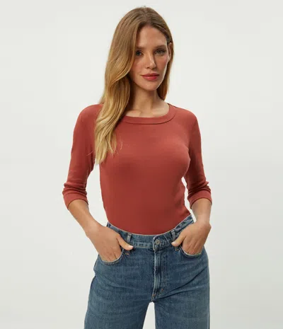 Michael Stars Dot 3/4 Sleeve Tee In Red