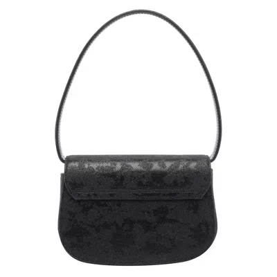 Diesel 1dr-iconic 1dr Bag In Glitter-camo Lurex In Black