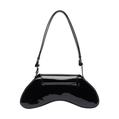 Diesel Curved Black Play Clutch With Glossy Finish And Magnetic Closure In Black