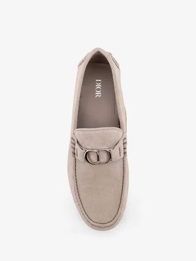 Dior Men Odeon Driver Suede Loafers In Gray