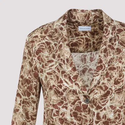 Dries Van Noten Colla Signature Print Long-sleeved Shirt In Beige