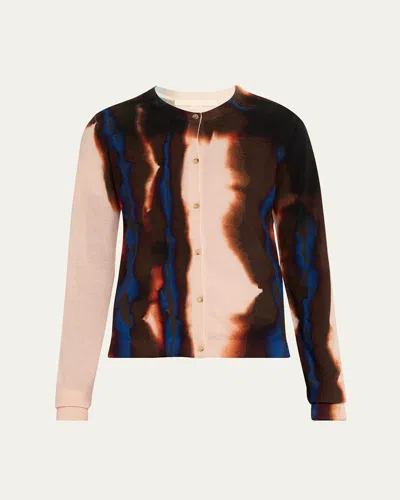 Jason Wu Collection Burned Striped Wool Cardigan In Multi