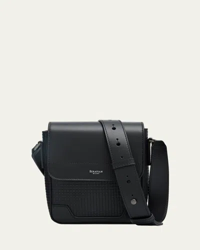 Serapian Men's Small Stepan North/south Envelope Crossbody Bag In Black