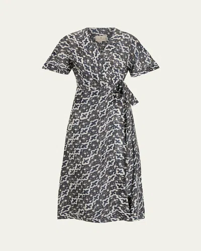 Hannah Artwear Clementine Pathway Silk Wrap Dress In Gray