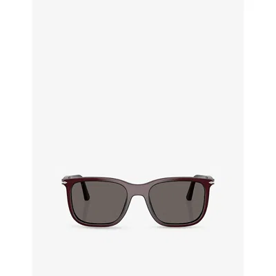 Persol Womens Red Po3357s Rectangular-frame Acetate Sunglasses In Brown