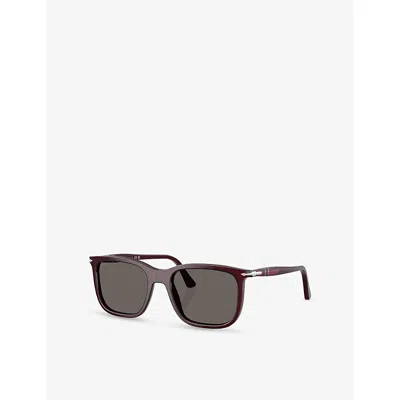 Persol Womens Red Po3357s Rectangular-frame Acetate Sunglasses In Brown