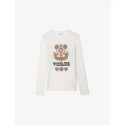 Zadig & Voltaire Womens Ecru Teissa Brand-intarsia Merino-wool Jumper In White