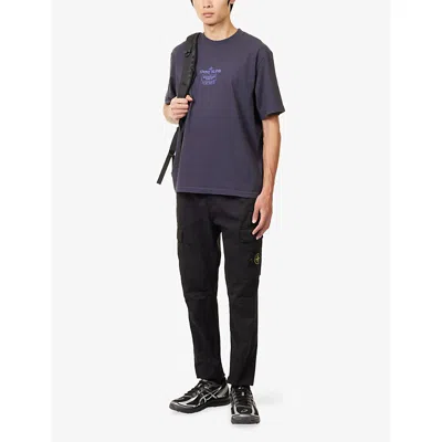 Stone Island Cotton Cargo Trousers In Black
