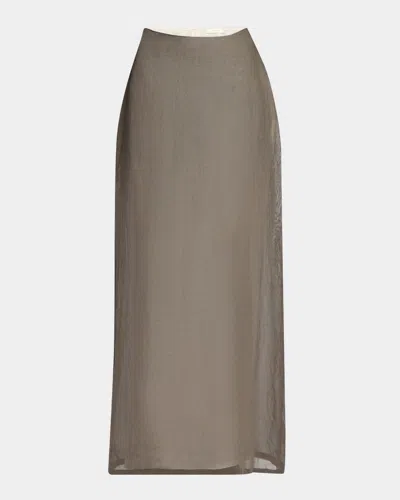 The Row Zaira Cotton Organza Long Skirt In Brown