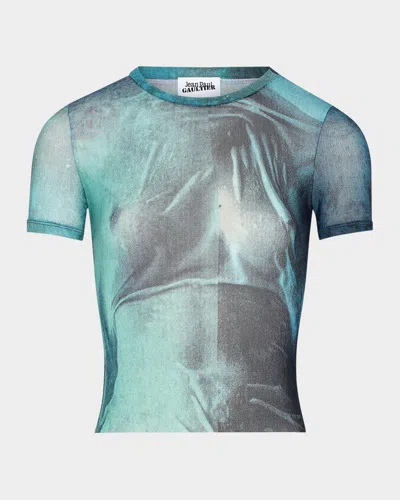 Jean Paul Gaultier "water" Mesh T-shirt In Green