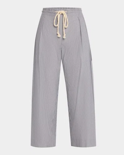 Maria Mcmanus Railroad Stripe Pleated Drawstring Pants In Gray