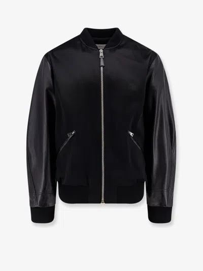 Givenchy Men Cotton And Nylon Jacket With Leather Sleeves In Black