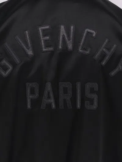 Givenchy Men Cotton And Nylon Jacket With Leather Sleeves In Black